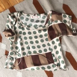 Marni Silk Deco Dot/Stripe Scoop Neck circa 2008